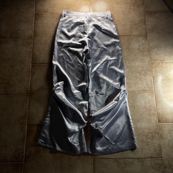 Gothic Crotch Print Silver Baggy Pants - Picture 5 of 10
